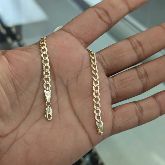 14kt Real Solid Gold Cuban Curb Bracelet - Picture 3 of 6